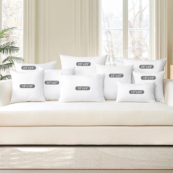 OTOSTAR Outdoor Waterproof Throw Pillow Inserts 18 x 18 Inches Premium Water Resistant Decorative Pillow Inserts Square Pillows for Couch Sham Cushion Stuffer Garden Furniture Patio Bench,Pack of 2