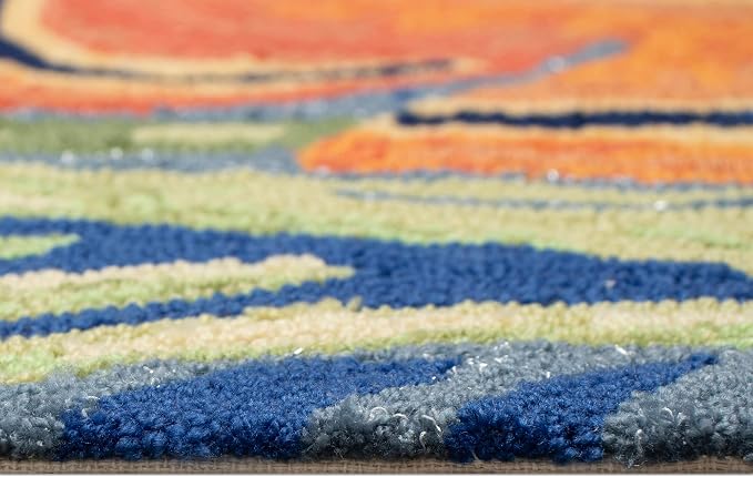 Liora Manne 2255/04 Ocean Ravella Coastal Tropical Fish Indoor/Outdoor Round Rug, 5', Blue