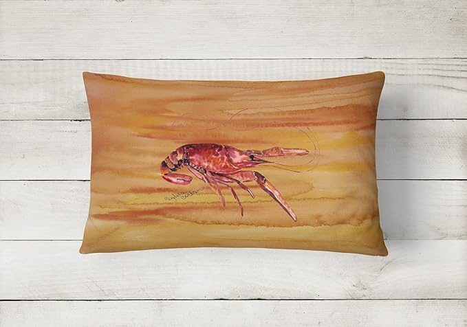 Caroline's Treasures 8232PW1216 Crawfish Canvas Fabric Decorative Pillow Machine Washable, Indoor Outdoor Decorative Pillow for Couch, Bed or Patio, 12HX16W