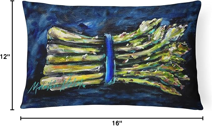 Caroline's Treasures MW1218PW1216 Asperagus Blew Canvas Fabric Decorative Pillow Machine Washable, Indoor Outdoor Decorative Pillow for Couch, Bed or Patio, 12HX16W