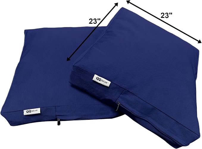 2 Pack 23X23 Inch Outdoor Back Cushion Memory Foam Pillows with Waterproof Internal Cover for Patio Furniture, Sofa, Loveseat, Deep Seat Chair - Navy Color