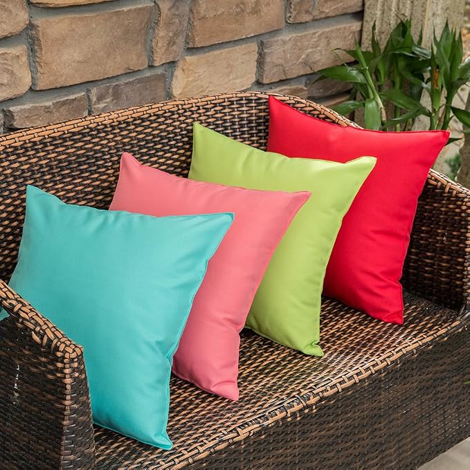 MIULEE Decorative Outdoor Waterproof Pillow Covers 18x18 Red | Decorative Patio Furniture,Pack of 2,Accent Square Soild Throw Pillow Covers,Summer Garden Tent Couch Sofa