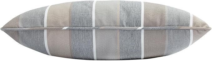 FUNHOME Outdoor Lumbar Pillows Water Resistant 12x20 inch,Decorative Throw Pillow Set of 2 with Insert,Hidden Zipper Headrests for Patio Furniture Sofa Couch Chair(Gray Stripe)