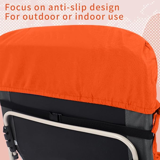 Tudomro Outdoor Chaise Lounge Cushion 66x21x4'' Waterproof & Fade-Resistant Patio Pool Chaise Lounge Cushion Headrest Pillow Tie Replacement Rocking High Back Chair(Bright Orange,Set of 2)