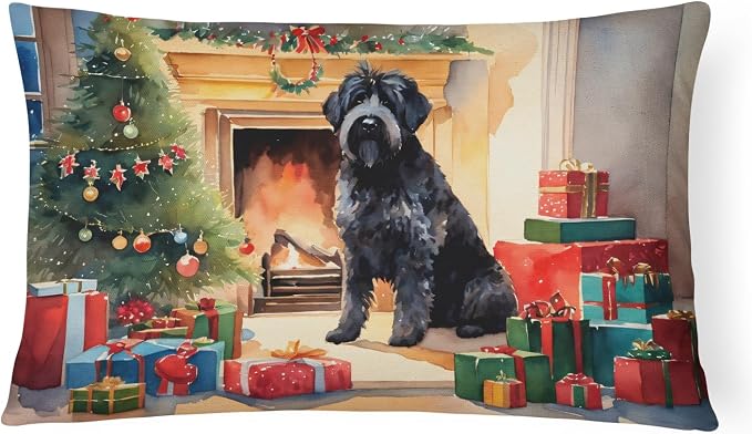 Caroline's Treasures DAC2619PW1216 Bouvier des Flandres Cozy Christmas Throw Pillow Machine Washable, Indoor Outdoor Decorative Pillow for Couch, Bed or Patio, 12HX16W