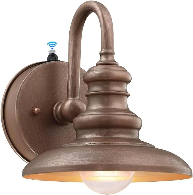 Dusk to Dawn Sensor Rustic Outdoor Gooseneck Barn Light Fixture | Exterior Wall Sconce Lighting Waterproof Outside Porch Lantern Farmhouse Wall Mount Lamp for House Garage Patio
