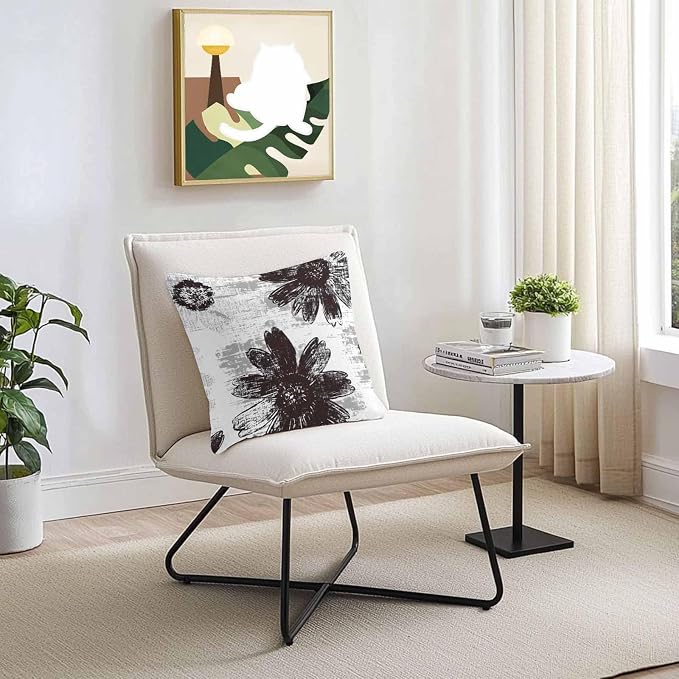 Vandarllin Outdoor Throw Pillows Covers 20x20 inch Set of 2 Waterproof Black Sunflower Decorative Zippered Cushion Covers for Patio Furniture, Floral Field Lumbar Pillowcases