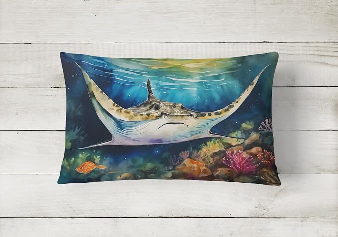 Caroline's Treasures DAC2831PW1216 Sting Ray Throw Pillow Machine Washable, Indoor Outdoor Decorative Pillow for Couch, Bed or Patio, 12HX16W