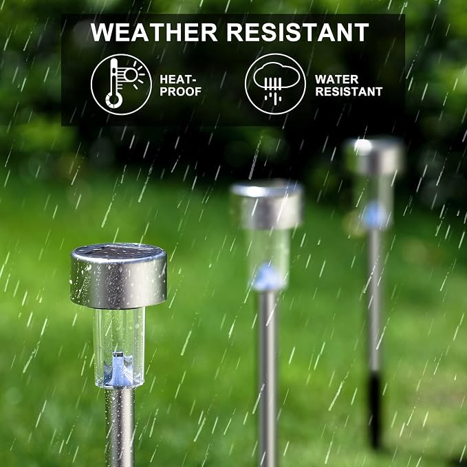 Dream Master Solar Lights Outdoor Waterproof, Stainless Steel LED Landscape Lighting, Solar Garden Lights, Outdoor Decorations for Yard, Pathway, Walkway, Patio, Lawn - 16 Pack (Cold White) | Waterproof, Stainless Steel LED Landscape Lighting, For Yard...