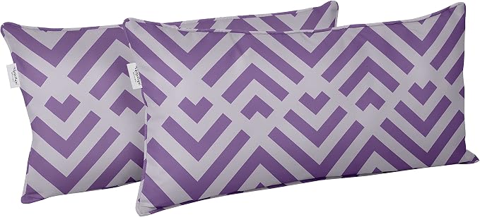 Indoor/Outdoor Polyester Fabric Lumbar Pillow Cover, All-Weather Waterproof Rectangular Cushion Case for Patio Furniture, 12 x 20 Set of 2 - Abstracts-85