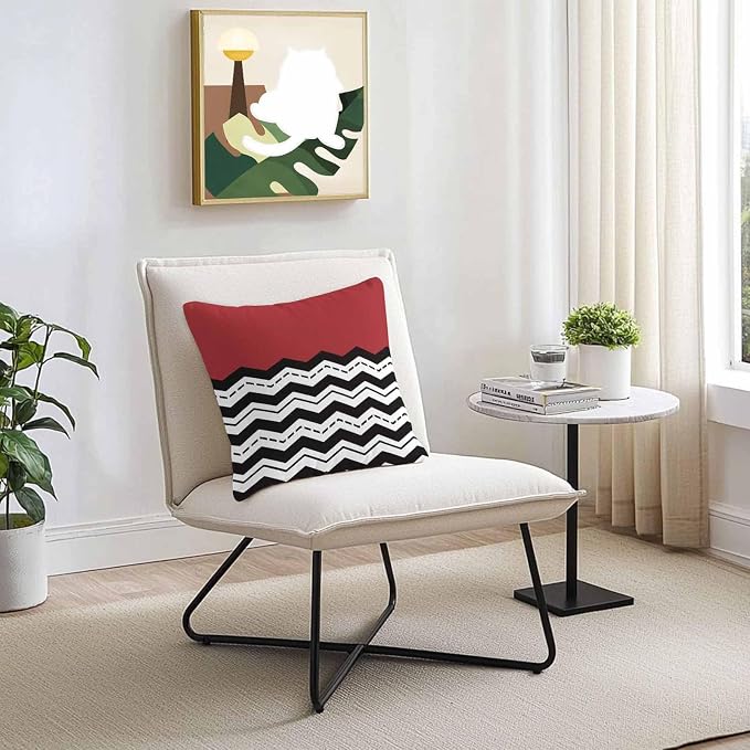 Black Ripple Outdoor Pillow Covers Pack of 2 Black Striped Simple Red Geometric Abstract Waterproof Throw Pillow Covers Decorative Cushion Cases for Patio Garden Tent Balcony Couch 20x20 inch