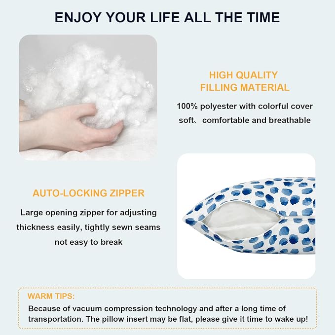 DYTXIII Pack of 2 Waterproof Outdoor Pillow with Inserts, 18x18 Square Patio Decorative Throw Pillow for Home,Sofa,Bench and Patio Furniture,Brush Blue