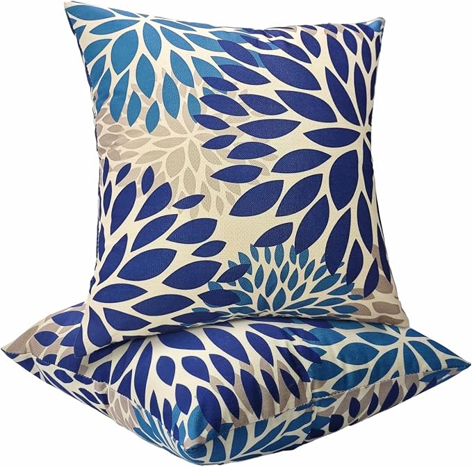 JMGBird Blue Throw Pillows with Inserts Included 18x18 Outdoor Pillows Waterproof