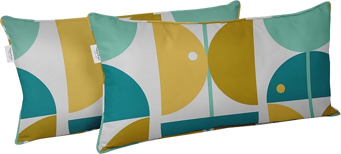 Indoor/Outdoor Polyester Fabric Lumbar Pillow Cover, All-Weather Waterproof Rectangular Cushion Case for Patio Furniture, 12 x 18 Set of 2 - Abstract-36