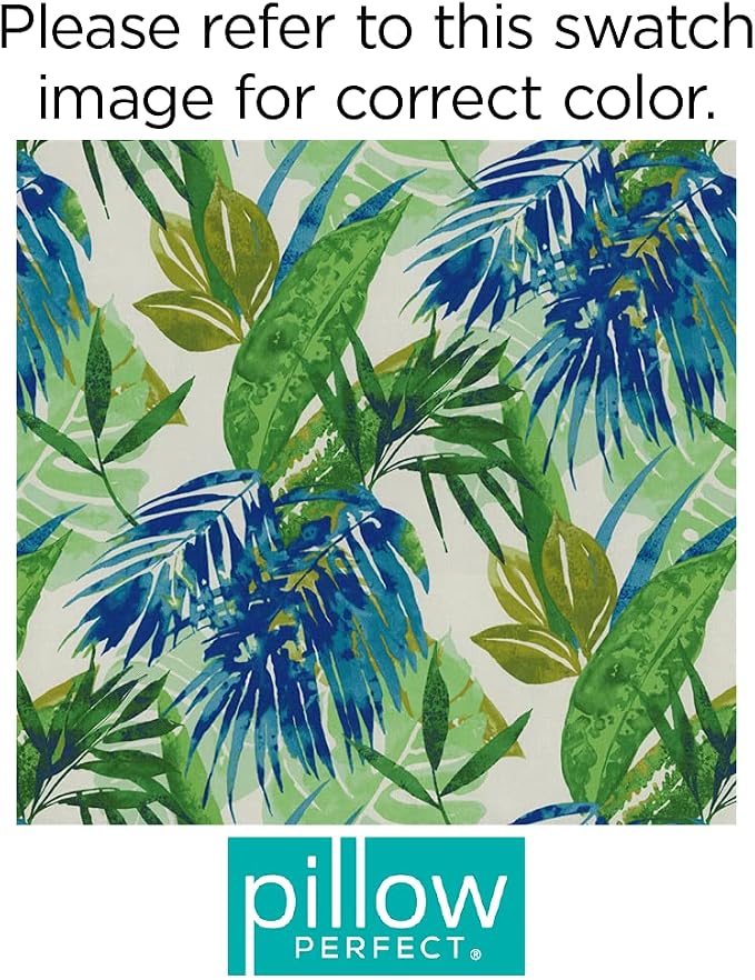 Pillow Perfect Tropic Floral Indoor/Outdoor Accent Throw Pillow, Plush Fill, Weather, and Fade Resistant, Floor - 25" x 25", Blue/Green Soleil, 1 Count