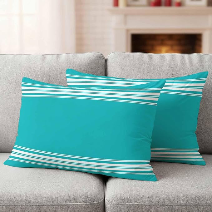 Outdoor Pillow Covers 12x20 Set of 2 Blue Stripe Outdoor Pillows Waterproof Throw Pillow Covers French Stripe Farmhouse Style Pillowcases Decorative Case for Patio Cushion