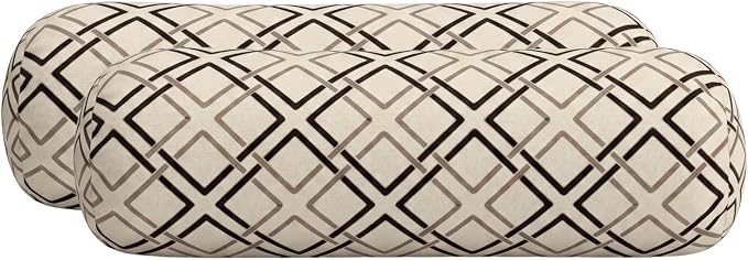 RSH DECOR: Sunbrella Neck Roll Pillows Set of 2 | 24” x 8” | Outdoor Bolster for Patio, Deck, Porch, or Poolside Chairs | Fade & Water-Resistant | Made in USA (Dwell Mahogany)