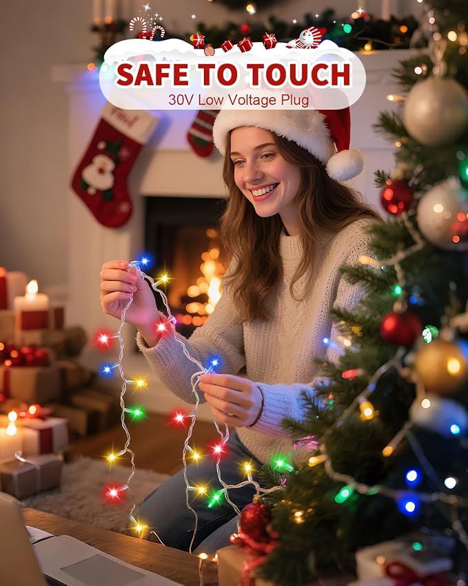 Christmas Lights String Outdoor Indoor, Xmas Tree Decorations Lights, Plug in Twinkle Fairy Light with Remote Timer Dimmable for Room Yard Holiday Party Wedding Decor (Multicolor, 403FT 1200 LED)