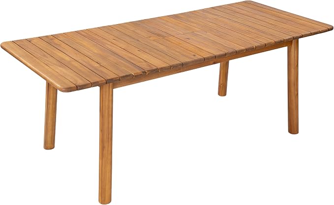 Christopher Knight Home Sky Acacia Wood Dining Table Set for 8, 9 Piece Patio Extendable Dining Table and Dining Chairs Set of 8 with Cushions & Rope Accents, Patio Furniture Set, Teak+Beige+Green