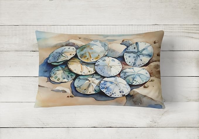 Caroline's Treasures DAC2821PW1216 Sand Dollars Throw Pillow Machine Washable, Indoor Outdoor Decorative Pillow for Couch, Bed or Patio, 12HX16W