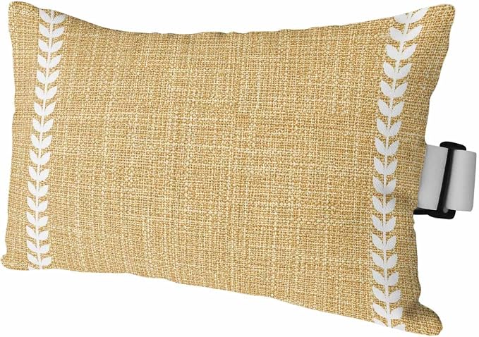 Fall Simple Botanical Outdoor Lumbar Pillow 11x16 Inch, Modern Rustic Leaf Stripes Yellow Waterproof Throw Pillow Covers with Insert, Decorative Chair Cushions for Patio Garden Recliner