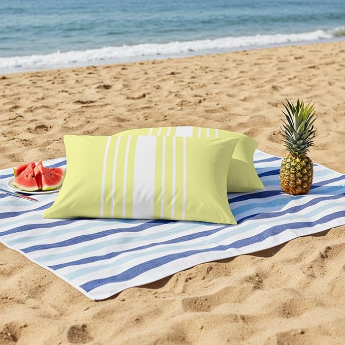 Yellow White Stripe Outdoor Pillow Covers 20x12 Inch Lumbar Pillow Covers Set of 2 Waterproof Decorative Throw Pillow Cases Modern Rustic Vertical Striped Cushion Covers for Patio Furniture Garden