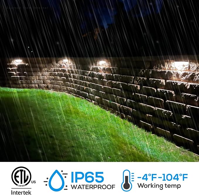 LEONLITE 8-Pack 5CCT 12 Inch LED Hardscape Lighting, 2200K-5000K | LED Landscape Lighting, 12-24V AC/DC Paver Light Low Voltage Retaining Wall Lights, 7W Outdoor Step Lights, ETL