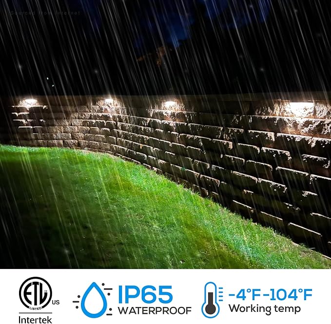LEONLITE 4-Pack 5CCT 12 Inch LED Hardscape Lighting, 2200K-5000K | LED Landscape Lighting, 12-24V AC/DC Paver Light Low Voltage Retaining Wall Lights, 7W Outdoor Step Lights, ETL