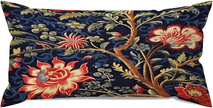 Zipped Pillow Cases for Home Decor Burgundy Gold Navy Blue Floral Botanical Throw Pillow Cover Set of 2 Farmhouse Cushion Cover Cases for Living Room Club Home Decor 12x24in
