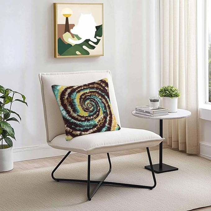Vandarllin Outdoor Throw Pillows Covers 24x24 inch Set of 2 Waterproof Yellow Teal Tie-Dye Art Decorative Zippered Cushion Covers for Patio Furniture, Abstract Boho Tribe Lumbar Pillowcases