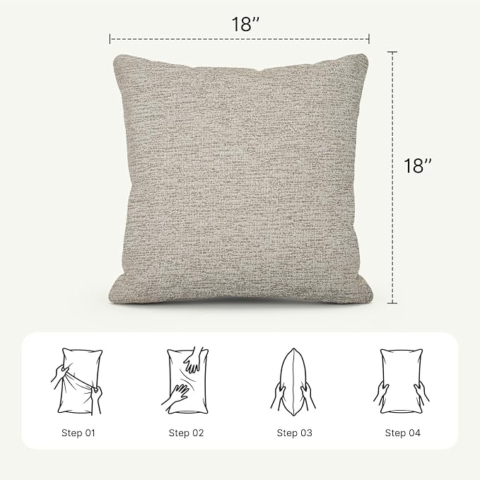 Outdoor Throw Pillow Set of 2 with Inserts, Outdoor Lumbar Pillow Water Resistant for Patio Furniture, 18x18 Inch Outdoor Pillows with Removable Zipper Cover