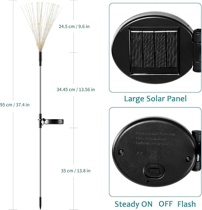 Solar Firework Lights, 2 Pack 120 LEDs 2 Lighting Modes Solar Garden Lights Outdoor Waterproof for Yard Patio Walkway Pathway Party Wedding Christmas Decorative - Blue