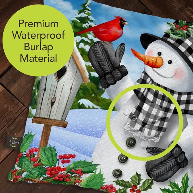 Briarwood Lane Winter Indoor/Outdoor Pillow 17x17 Checkered Snowman for Winter Pillow