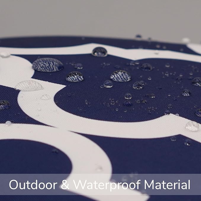 Pack of 2 Outdoor Waterproof Throw Pillow Covers 18x18 Navy Blue and White Throw Pillow Covers Outdoor Pillows Covers for Patio Furniture Garden Balcony Sunbrella Outside(No Pillow Insert)