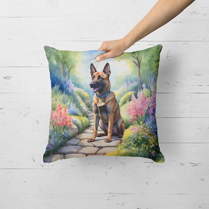 Caroline's Treasures Belgian Malinois Spring Garden Throw Pillow Machine Washable, Indoor Outdoor Decorative Pillow for Couch, Bed or Patio, 18Hx18W