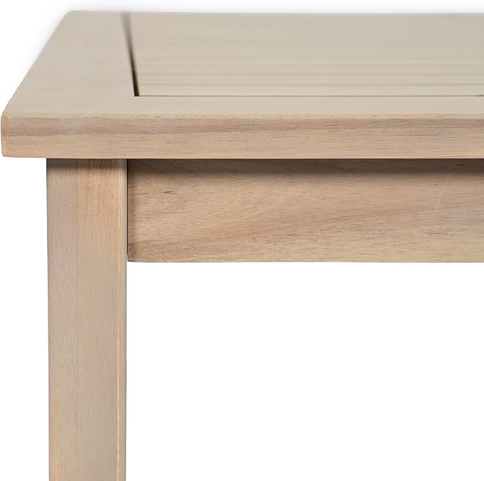 Christopher Knight Home Mason Outdoor Coffee Table for Patio Furniture Set, Weather Resistant Acacia Wood Accent Table With Slatted Dessign, Rustic Square Side Table for Yard Garden Porch, Light White