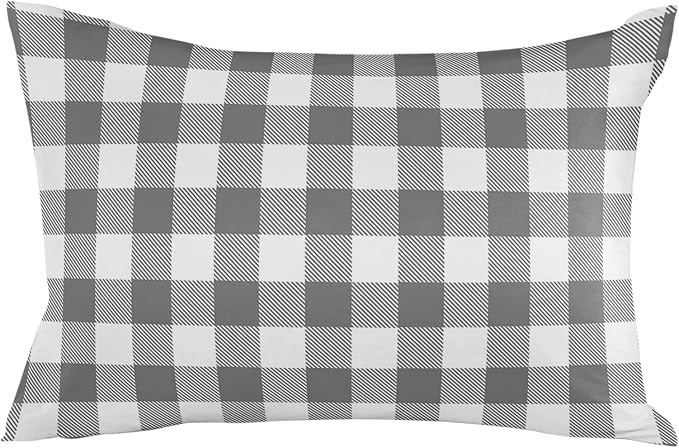 Outdoor Waterproof Throw Pillow Covers Set of 2 Gray Buffalo Check Plaid Lumbar Pillowcases 20x12 Inches Farmhouse Style Patio Decorative Pillows Cushion Case Patio Pillows for Couch Bed Chair Garden