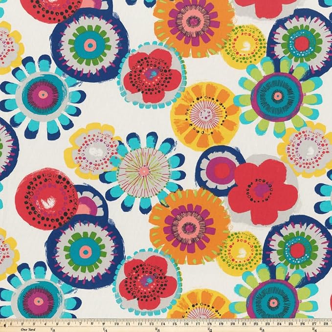 Pillow Perfect Bright Floral Indoor/Outdoor Throw Pillows, 1 Count, Floor - 25" x 25", Blue/Ivory Crosby