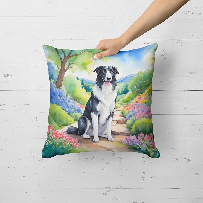 Caroline's Treasures Borzoi Spring Path Throw Pillow Machine Washable, Indoor Outdoor Decorative Pillow for Couch, Bed or Patio, 18Hx18W