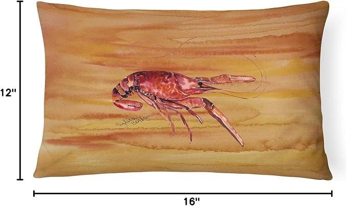 Caroline's Treasures 8232PW1216 Crawfish Canvas Fabric Decorative Pillow Machine Washable, Indoor Outdoor Decorative Pillow for Couch, Bed or Patio, 12HX16W