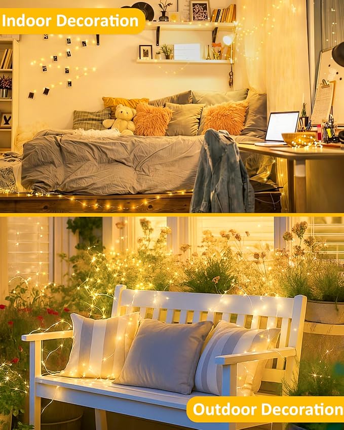 4 Pack 60 LED Fairy Lights Battery Operated with Remote, 20 FT Warm White | Cuttable, 8 Modes, Memory, Dimmable, Waterproof Battery String Lights with Timer for Indoor Outdoor, Christmas Decorations