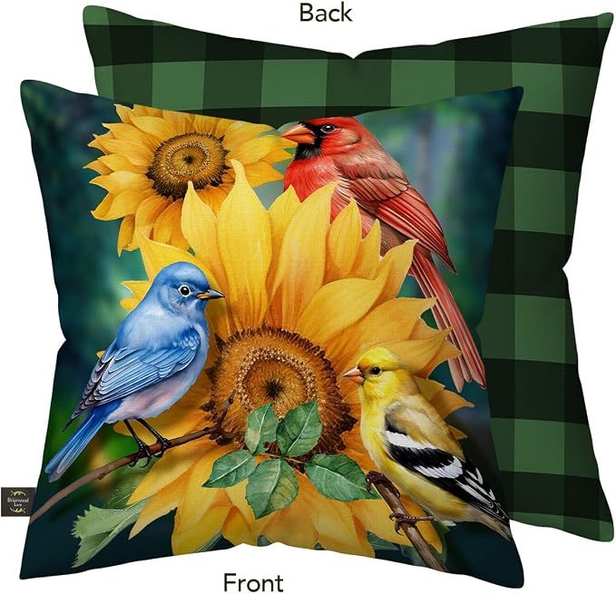 Briarwood Lane Summer Indoor/Outdoor Pillow 17x17 Birds in the Garden for Summer Pillow