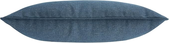 Outdoor Lumbar Pillows Water Resistant 12x20 inch,Decorative Throw Pillow Set of 2 with Insert,Hidden Zipper Headrests for Patio Furniture Sofa Couch Chair(Denim Blue)