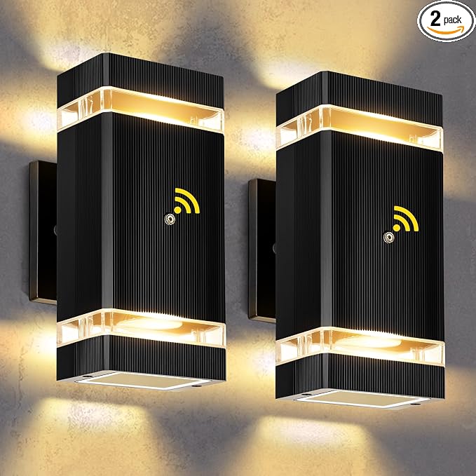 Dusk to Dawn Outdoor Lighting 2Pack, 3000K Warm White Outdoor Wall Lights, Up and Down Porch Lights, Waterproof Outdoor Lights for House Hallway Garden Corridor