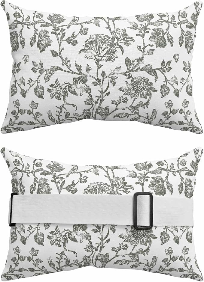 Pack of 4 Outdoor Lumbar Pillow Covers 11x16 Inch, Farmhouse Flowers Waterproof Throw Pillow Covers Set, Pastoral Vintage Leaf Spring Summer Indoor&Outdoor Cushion Cases for Patio Porch Beach