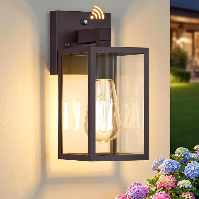 1-Pack Dusk to Dawn Outdoor Wall Sconce, Dark Chocolate | Waterproof Wall Mount Lantern, Exterior Porch Wall Light, Weatherproof, Wide Outdoor Use, Doorway Garage Yard