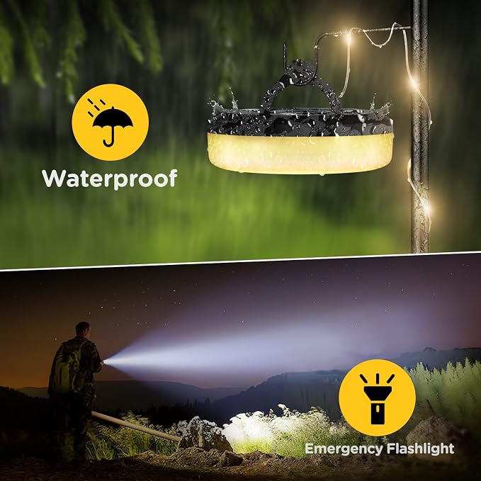 2-Pack Camping String Lights 4 in 1, 32.8FT Quick Storage 8 Modes | Protable Rechargeable Fairy Tent Lights String , Waterproof Portable LED Lamp for Outdoor Indoor Patio Decor Essentials
