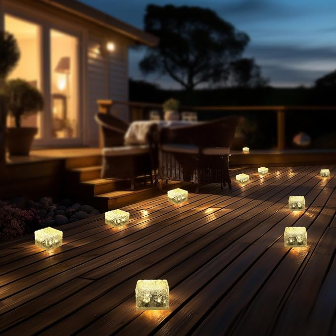 MLKNK Solar Brick Lights-Outdoor Solar Lights for Yard 3 Pack Garden Decor | Solar Brick Landscape Path Light for Pathway Patio Walkway Backyard Decoration