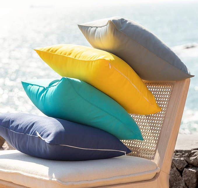 Phantoscope Pack of 2 Outdoor Waterproof Solid Throw Decorative Pillow Cover Decorative Square Outdoor Pillows Cushion Case Patio Pillows for Couch Tent (18''x18'', White)
