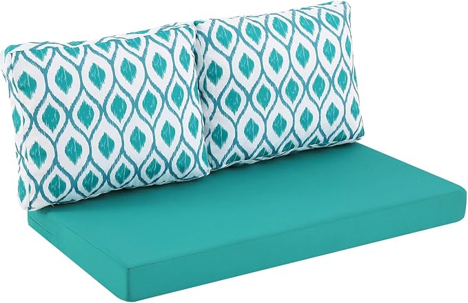 Outdoor Loveseat Cushions for Patio Furniture, Waterproof Cushion | Couch Hampton Bay Deep Seat Cushion Replacement Set 46" x 26", Patio Love Seat Sofa Cushions for Porch Garden Chair, Blue